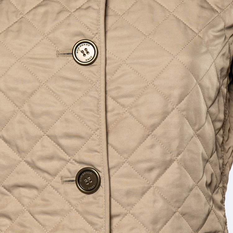 Pre Owned Burberry Beige Synthetic Quilted Button Front Jacket S
