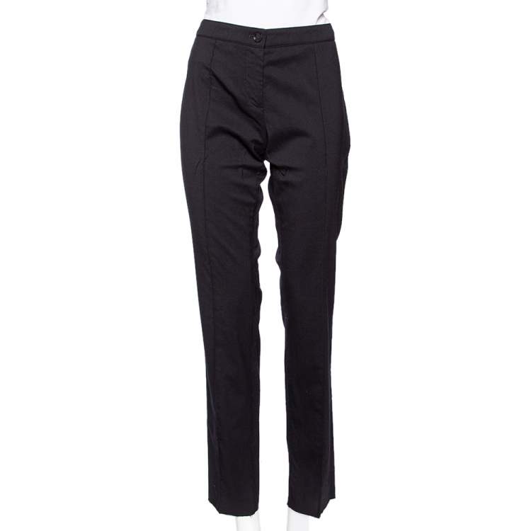Pre Owned Burberry Black Wool Tapered Leg Trousers M