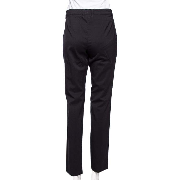 Pre Owned Burberry Black Wool Tapered Leg Trousers M