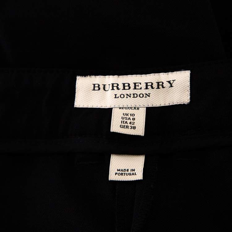 Pre Owned Burberry Black Wool Tapered Leg Trousers M