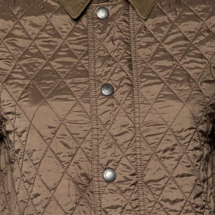 Pre Owned Burberry Brit Brown Quilted Synthetic Zip Front Jacket XS