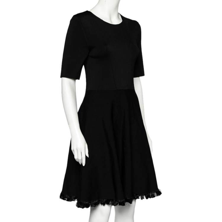 Burberry Black Knit Fringed A-Line Dress M Burberry | TLC