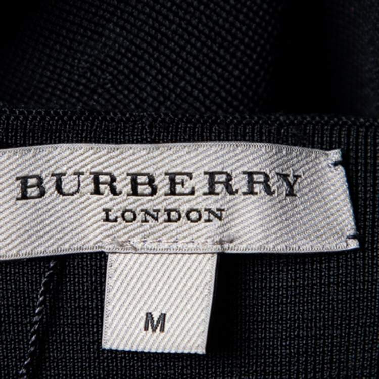 Pre Owned Burberry Black Knit Fringed A-Line Dress M