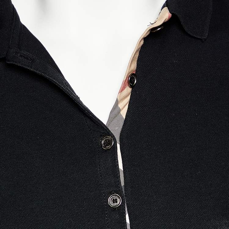 Pre Owned Burberry Brit Black Cotton Pique Puff Sleeve Polo T-Shirt M
