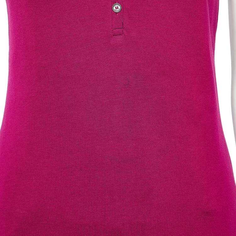 مملوكة مسبقًا Burberry Brit Magenta Cotton Pique Puff Sleeve Polo T-Shirt M