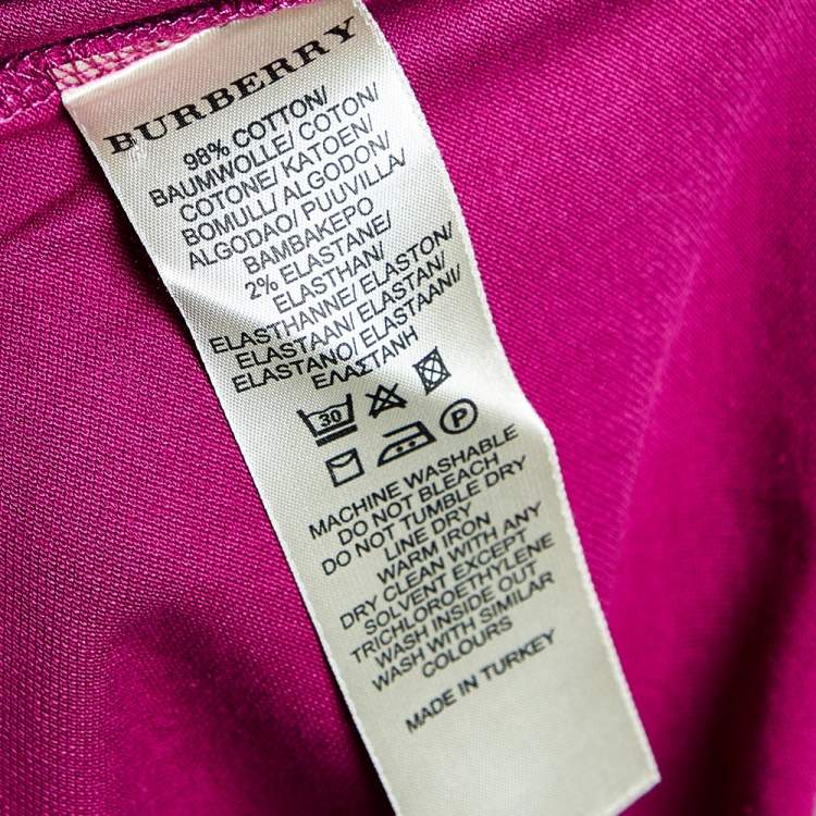 مملوكة مسبقًا Burberry Brit Magenta Cotton Pique Puff Sleeve Polo T-Shirt M