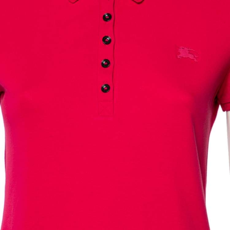 Pre Owned Burberry Brit Pink Cotton Pique Polo T-Shirt S