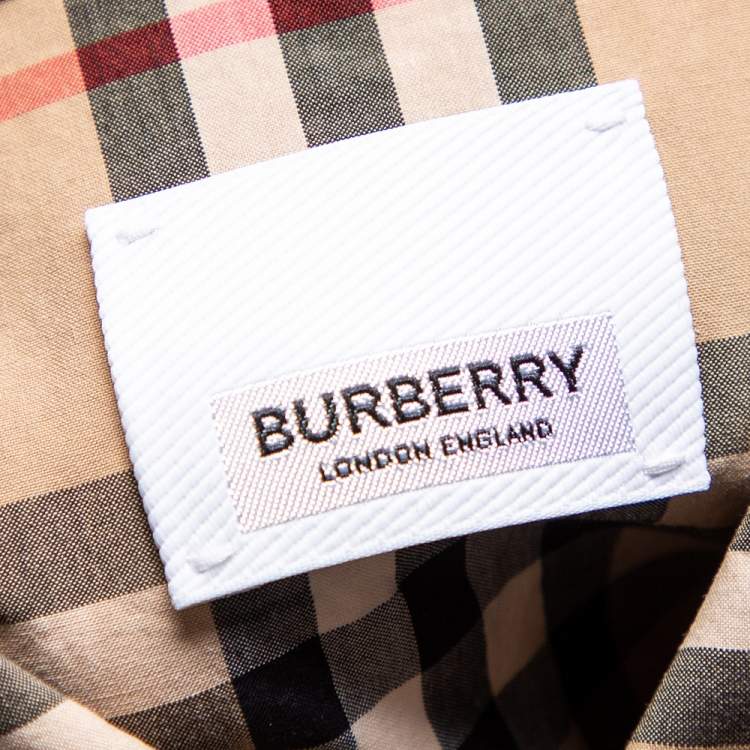 Pre Owned Burberry Beige Vintage Check Cotton Button Front Shirt M