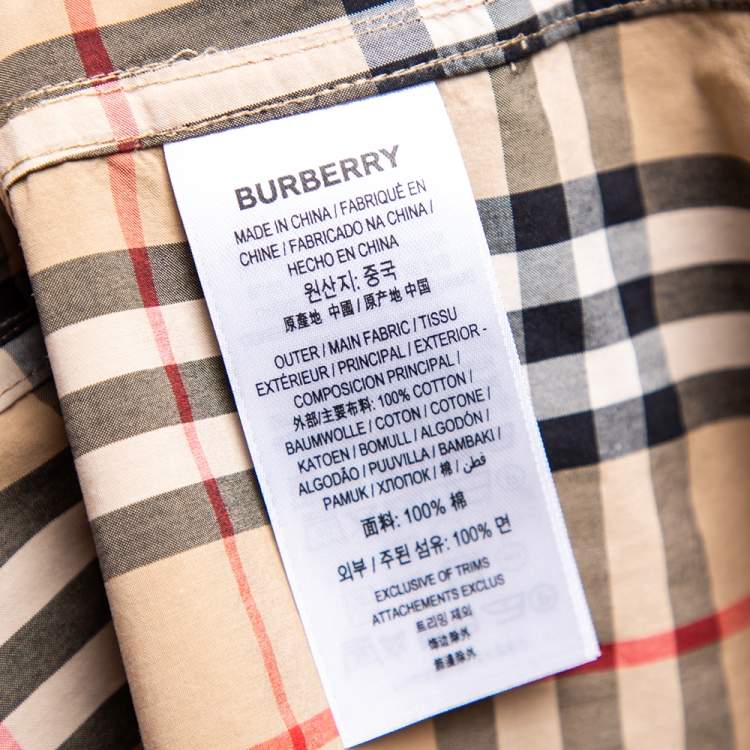Pre Owned Burberry Beige Vintage Check Cotton Button Front Shirt M
