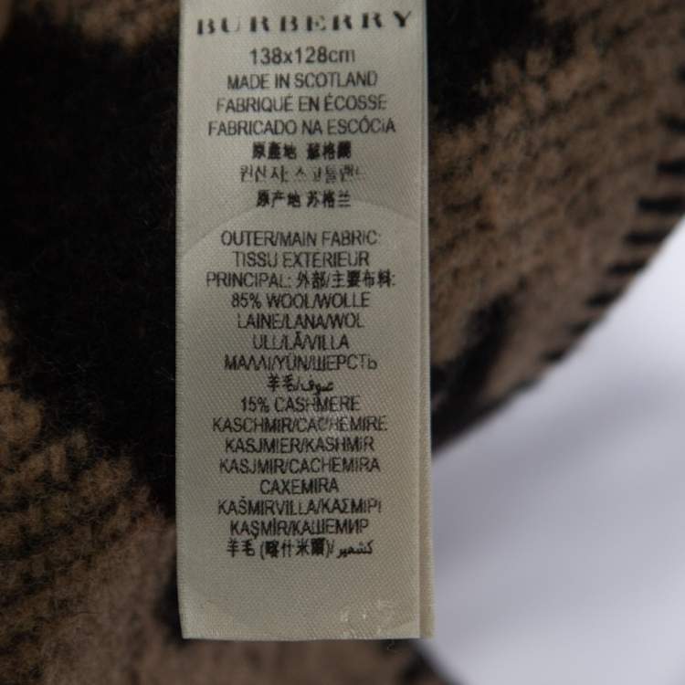 مملوكة مسبقًا Burberry Camel Brown & Black Wool Whipstitch Trimmed Cape One Size 