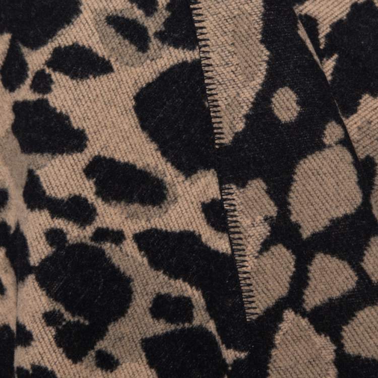 مملوكة مسبقًا Burberry Camel Brown & Black Wool Whipstitch Trimmed Cape One Size 