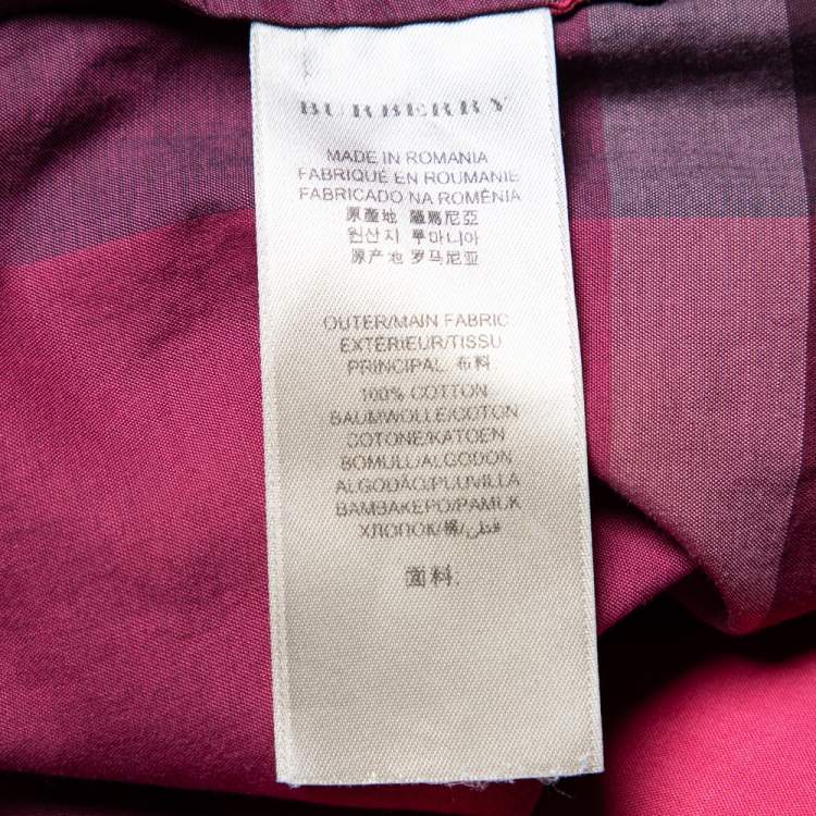 Pre Owned Burberry Brit Red Checkered Cotton Button Front Shirt XS