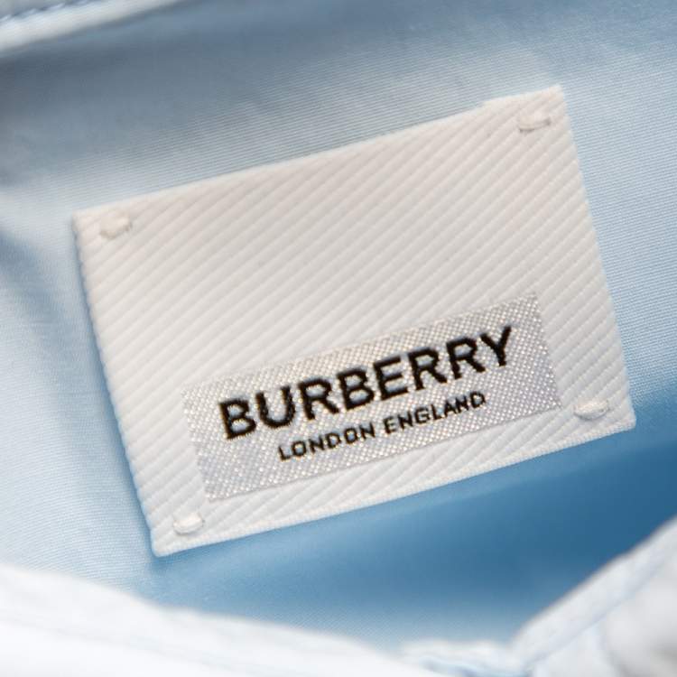 مملوكة مسبقًا Burberry Blue Cotton Embroidered Logo Detailed Button Down Shirt XS
