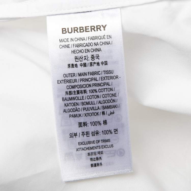 Pre Owned Burberry White Cotton Embroidered Logo Detailed Button Down Shirt XS