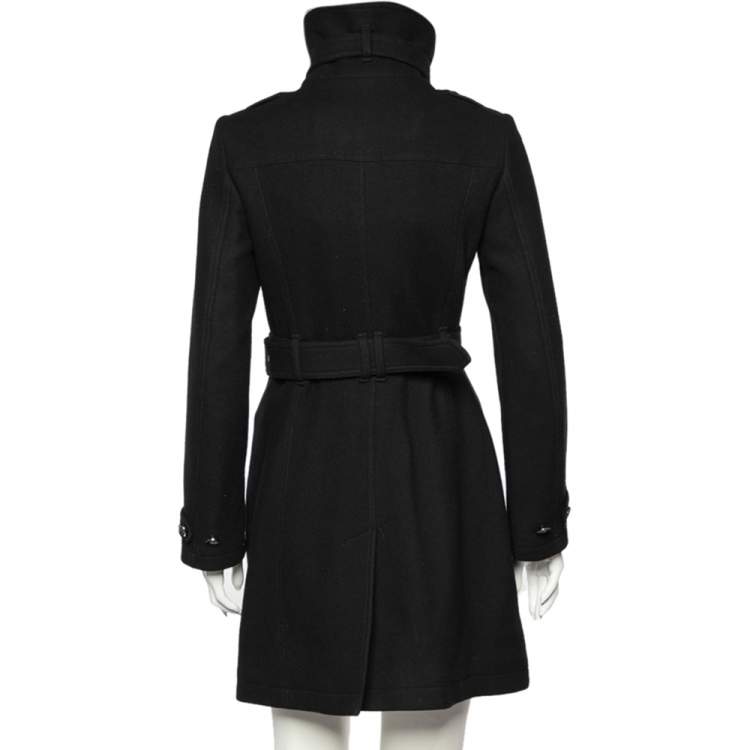 Pre Owned Burberry Brit Black Wool & Cashmere Belted Coat S