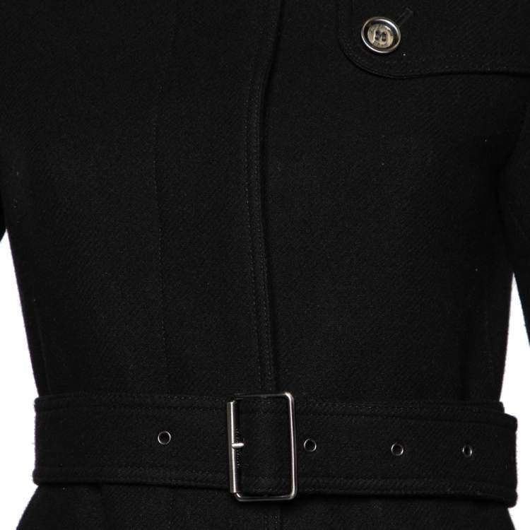 Pre Owned Burberry Brit Black Wool & Cashmere Belted Coat S