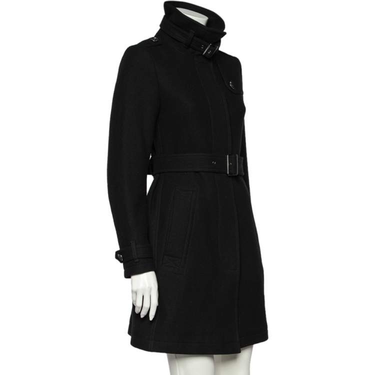 Pre Owned Burberry Brit Black Wool & Cashmere Belted Coat S
