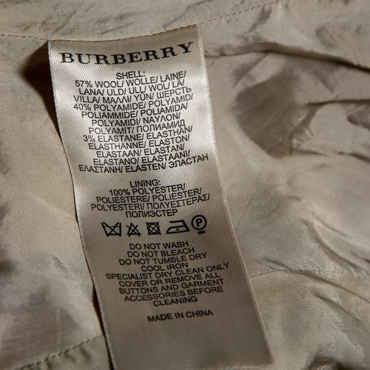 Pre Owned Burberry Brit Beige Checkered Wool Button Front Belted Dress M