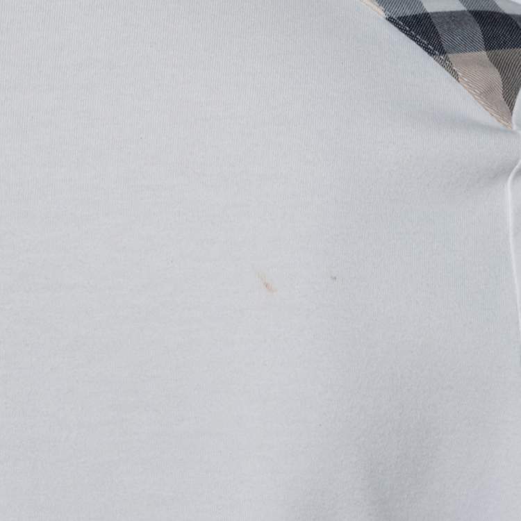 Pre Owned Burberry Cream Cotton Paneled Shoulder Detail Short Sleeve T-Shirt L 
