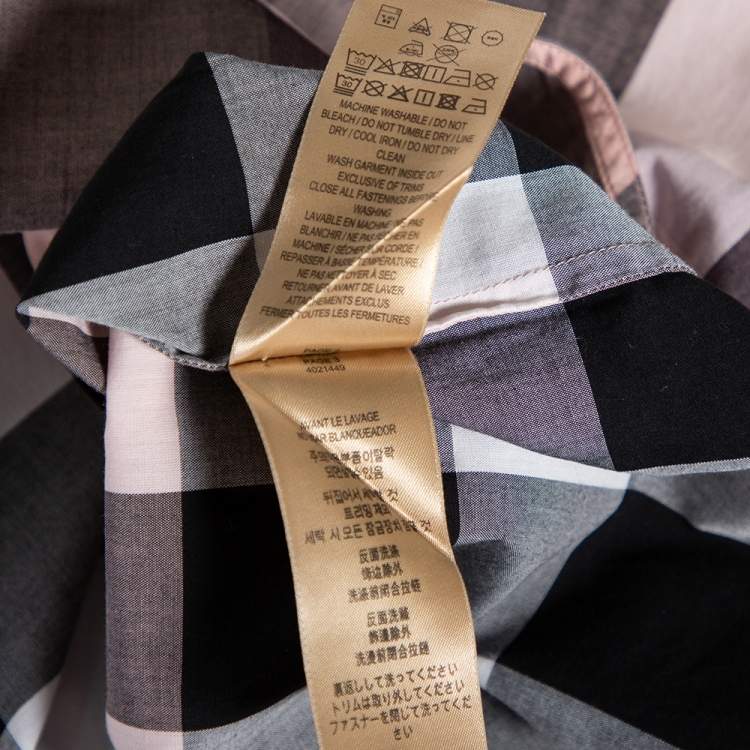 مملوكة مسبقًا Burberry Pink Plastron Cotton Button Front Blouse M