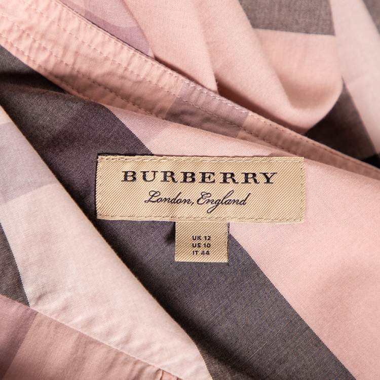 مملوكة مسبقًا Burberry Pink Plastron Cotton Button Front Blouse M
