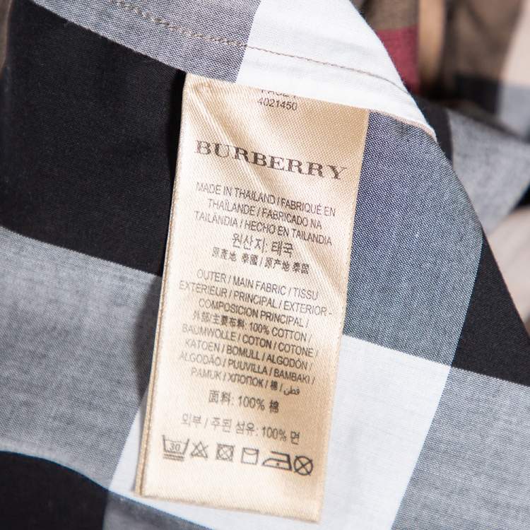Pre Owned Burberry Brown Plastron Cotton Button Front Blouse M