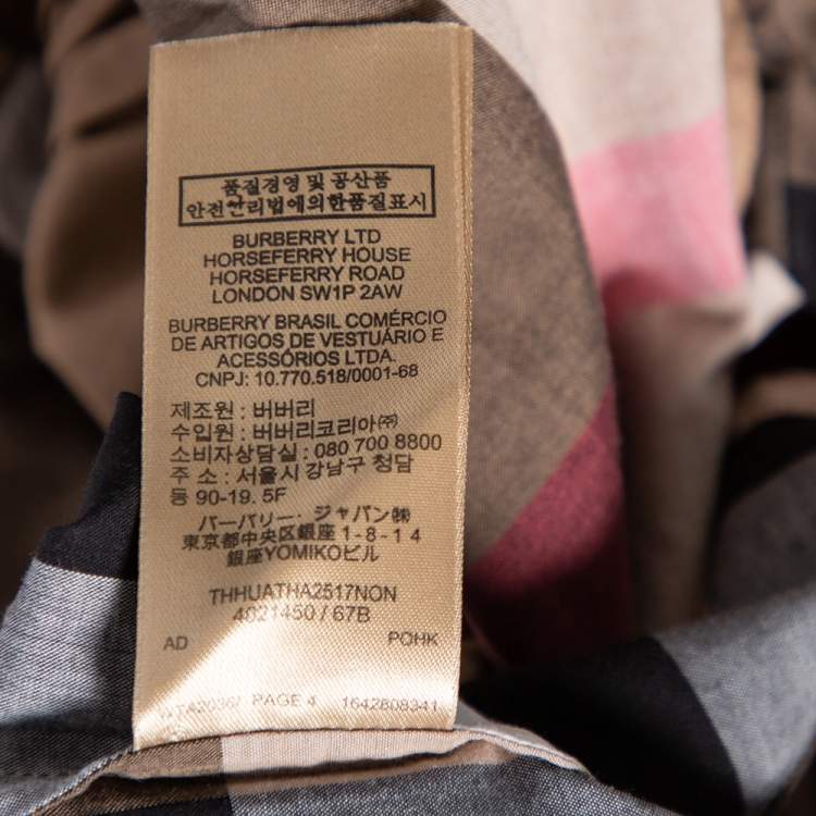 Pre Owned Burberry Brown Plastron Cotton Button Front Blouse M