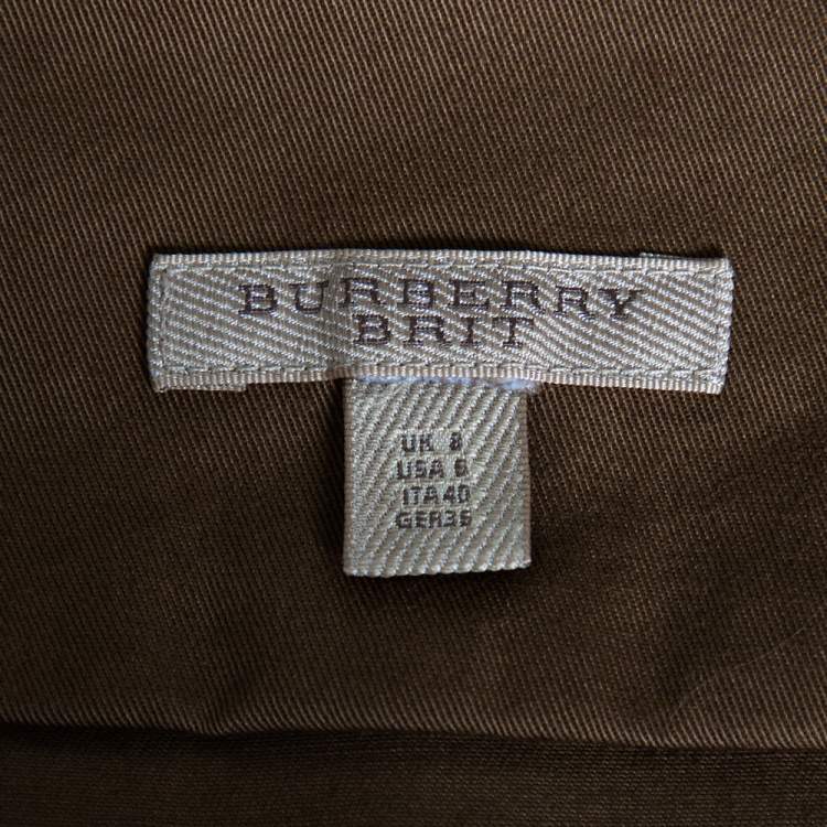 Pre Owned Burberry Brit Brown Cotton And Canvas Belted Mini Dress S