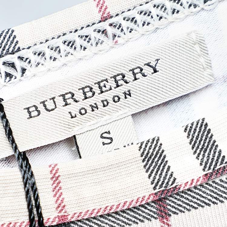 Pre Owned Burberry Beige Nova Check Cotton Knit Long Sleeve T-Shirt S