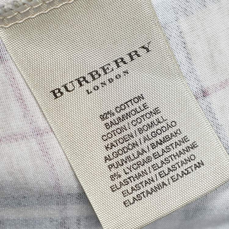 Pre Owned Burberry Beige Nova Check Cotton Knit Long Sleeve T-Shirt S