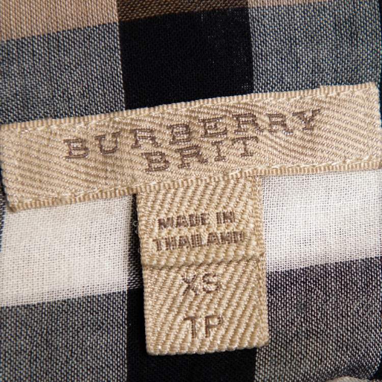Pre Owned Burberry Brit Brown Nova Check Cotton Button Front Shirt XS