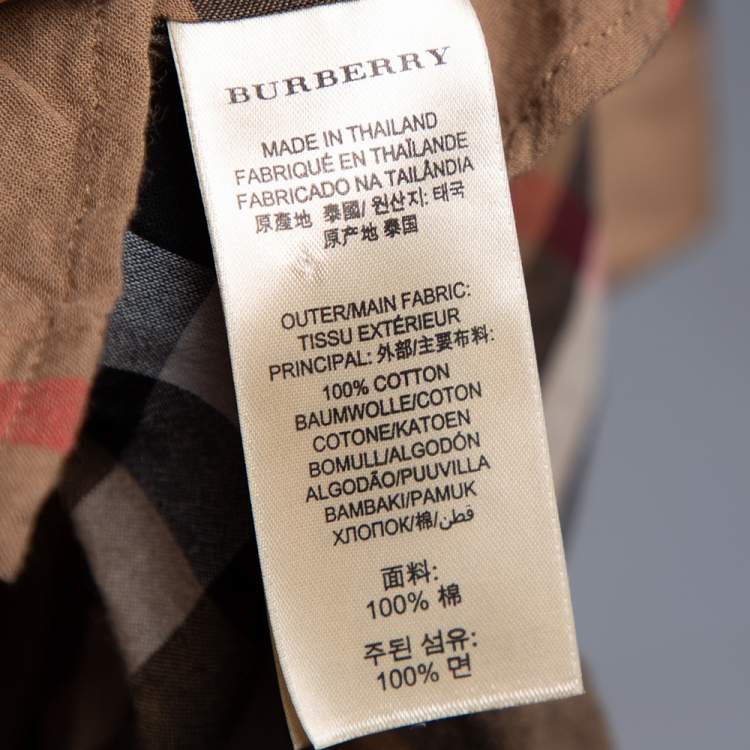 Pre Owned Burberry Brit Brown Nova Check Cotton Button Front Shirt XS