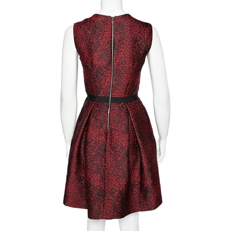 Pre Owned Burberry Burgundy Fruby Pattern Jacquard Sleeveless Mini Dress S 