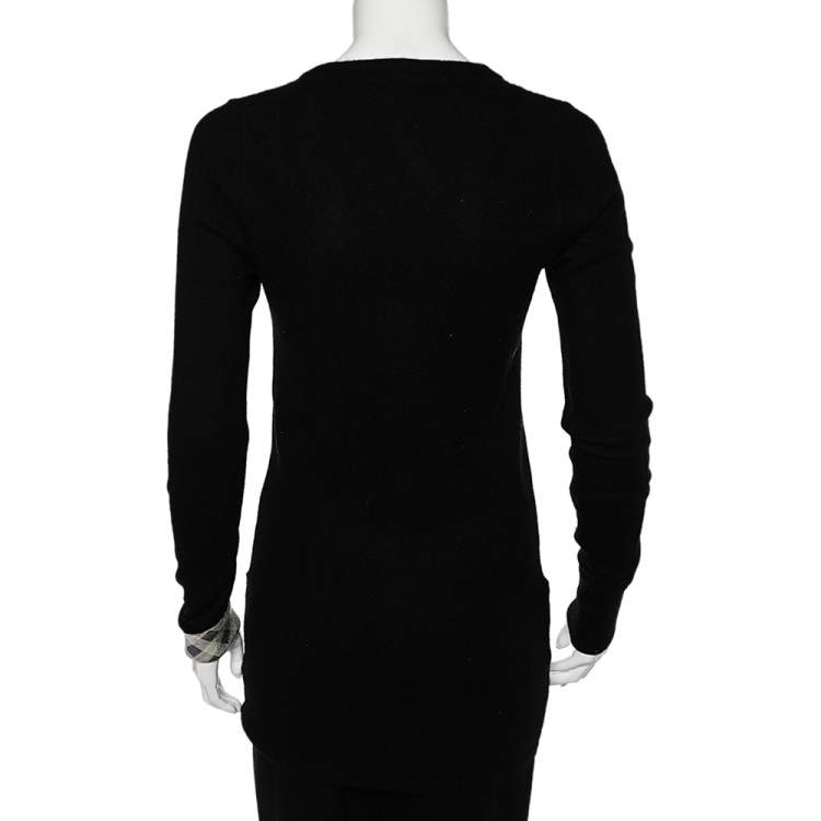 Pre Owned Burberry Brit Black Cashmere Button Front Cardigan XS