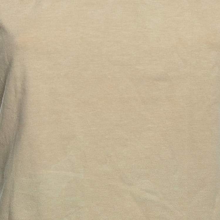 Pre Owned Burberry Beige Stretch Cotton Novacheck Patch Detail Short Sleeve T-Shirt L