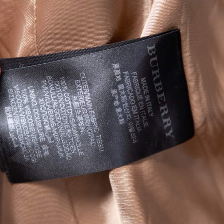Pre Owned Burberry Prorsum Beige Cotton Double Breasted Belted Trench Coat S