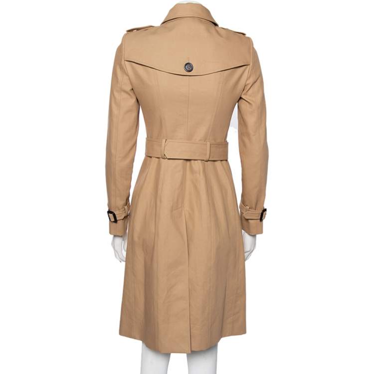 Pre Owned Burberry Prorsum Beige Cotton Double Breasted Belted Trench Coat S