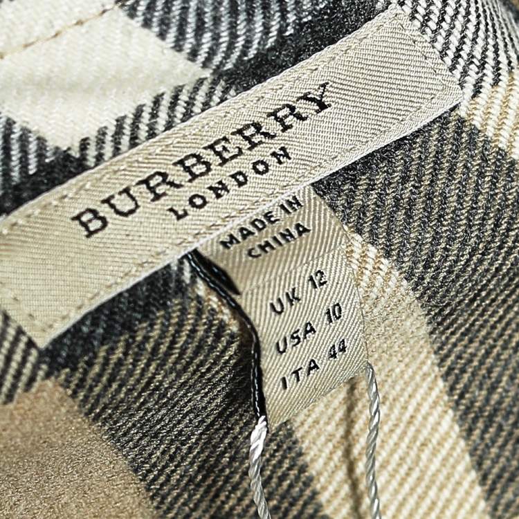 Pre Owned Burberry Beige Nova Check Wool Sleeveless Sheath Dress M