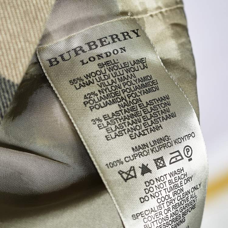 Pre Owned Burberry Beige Nova Check Wool Sleeveless Sheath Dress M
