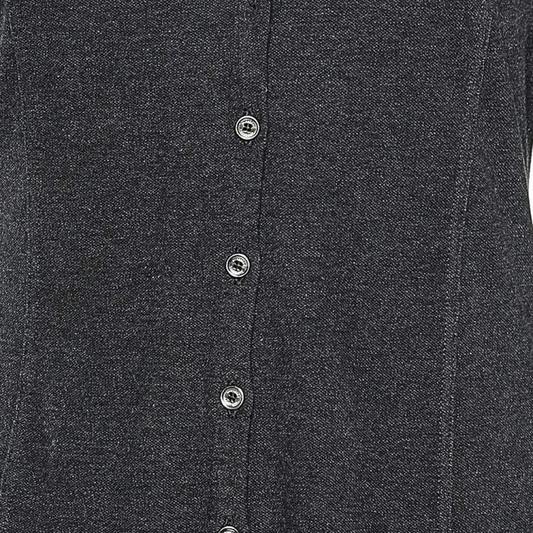 Pre Owned Burberry Grey Cotton Knit Long Sleeve Button Front Top M
