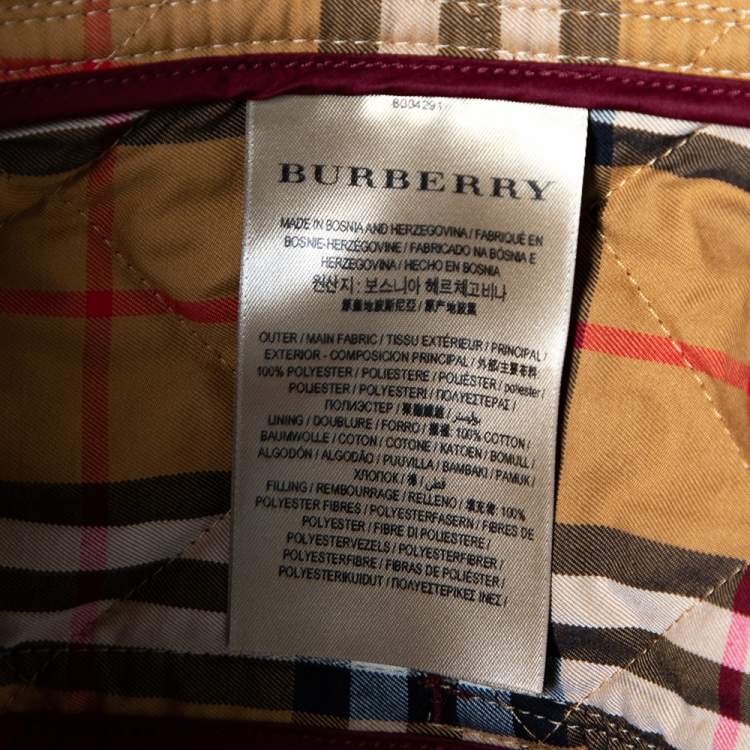 Pre Owned  Burberry Red Quilted Synthetic Crest Embroidered Button Front Jacket S 