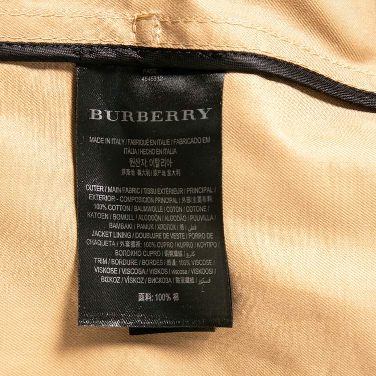 Pre Owned Burberry Beige Cotton Draped Collar Belted Trench Coat S