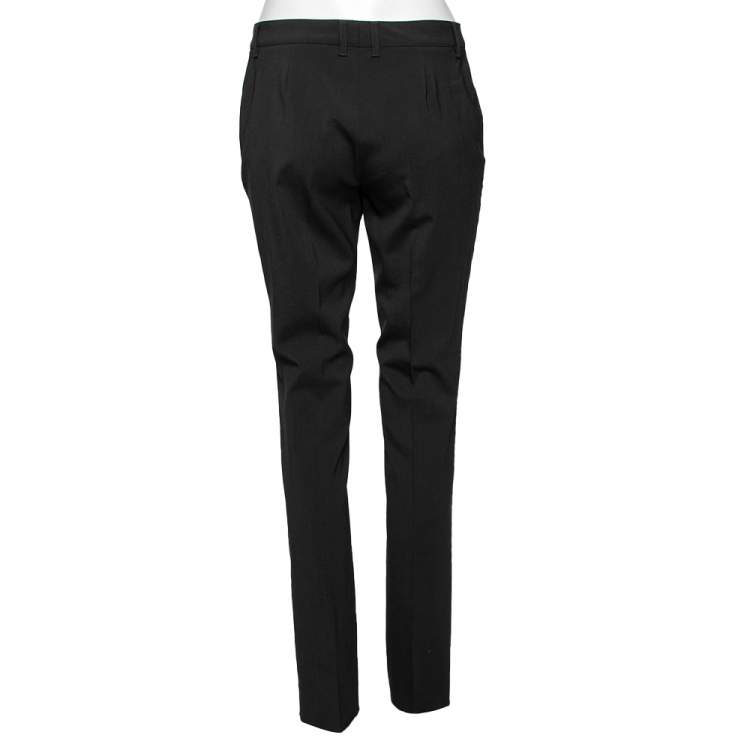 Pre Owned Burberry Black Wool Regular Fit Pants S