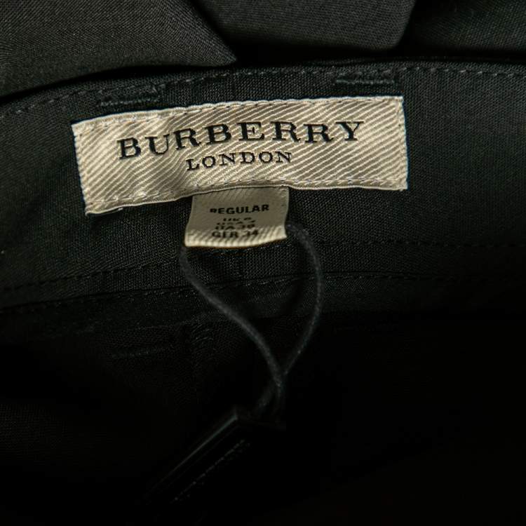 Pre Owned Burberry Black Wool Regular Fit Pants S