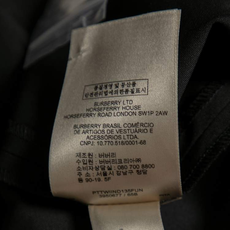 Pre Owned Burberry Black Wool Regular Fit Pants S