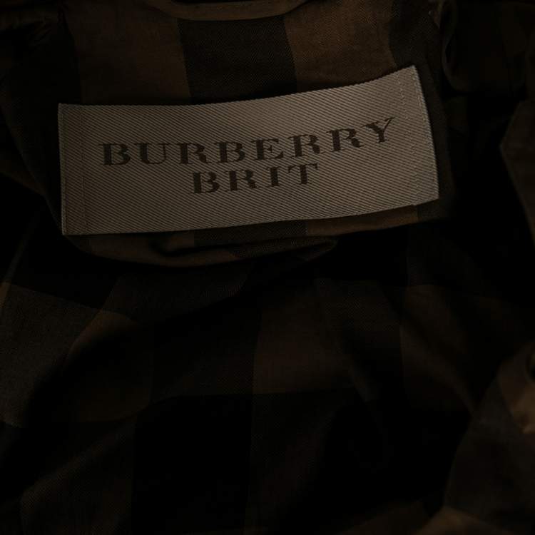 Pre Owned Burberry Khaki Brown Cotton & Stud Embellished Hooded Jacket M