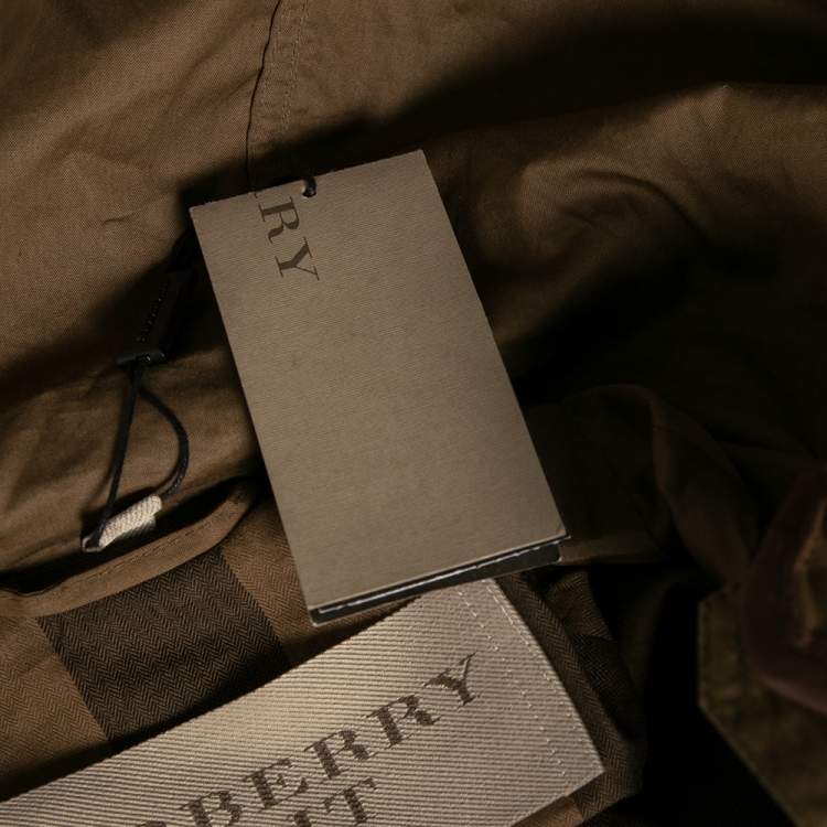 Pre Owned Burberry Khaki Brown Cotton & Stud Embellished Hooded Jacket M