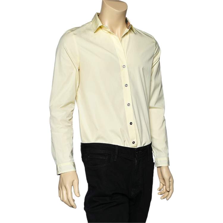 Pre Owned Burberry Brit Yellow Cotton Button Front Shirt L