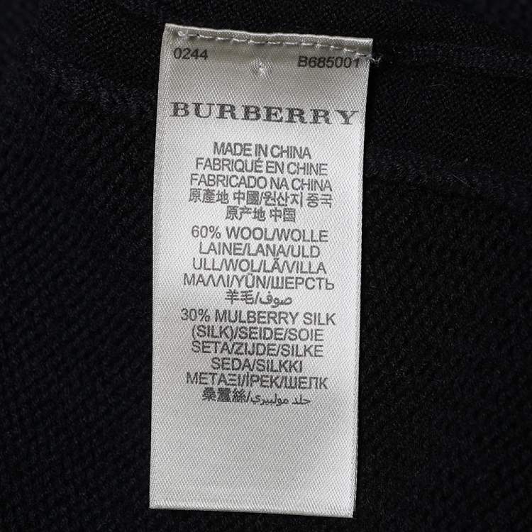 Pre Owned Burberry Black Wool Knit Embellished Pocket Detail V-Neck Sweater L