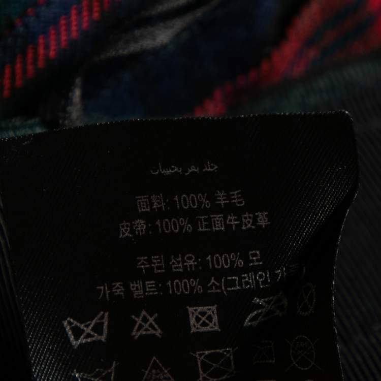 Pre Owned Burberry Multicolor Checkered Wool Buckle & Slit Detailed Pleated Skirt M